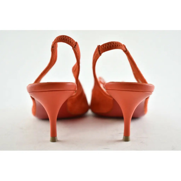 Christian Louboutin Hall Sling Pump 55 VIF Red Orange Suede Slingback Heel 38 - Picture 11 of 12